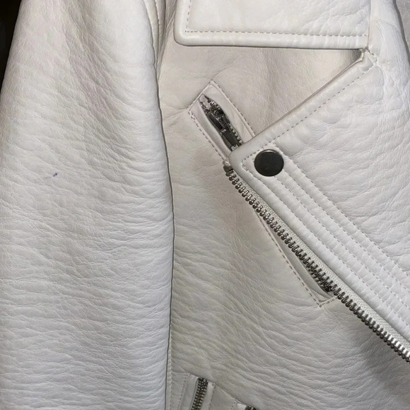Anthropologie Silence + Noise Cream Faux Leather Jacket Size Large - Picture 8 of 13